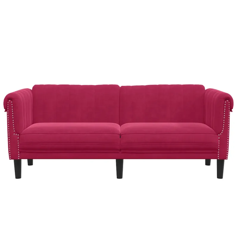 Dvivietė sofa, raudonojo vyno spalvos, aksomas