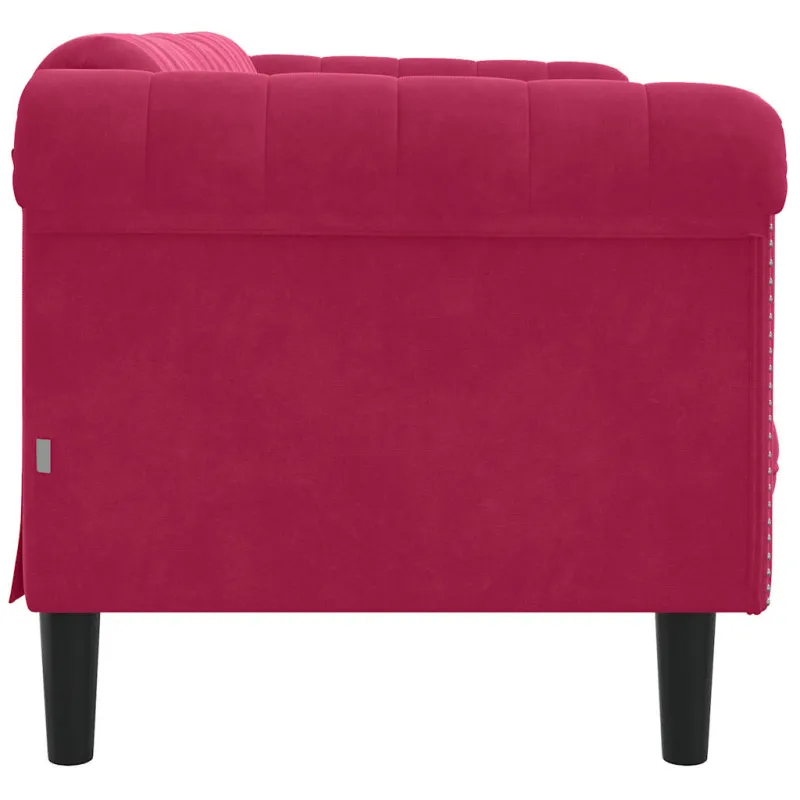 Dvivietė sofa, raudonojo vyno spalvos, aksomas