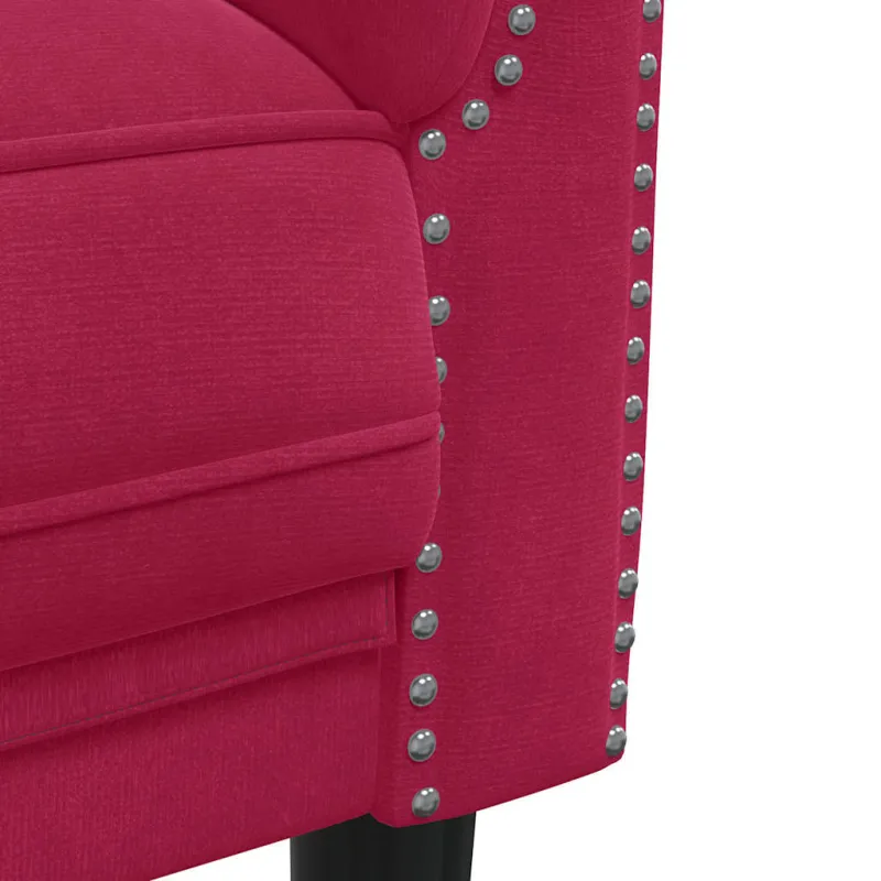 Dvivietė sofa, raudonojo vyno spalvos, aksomas