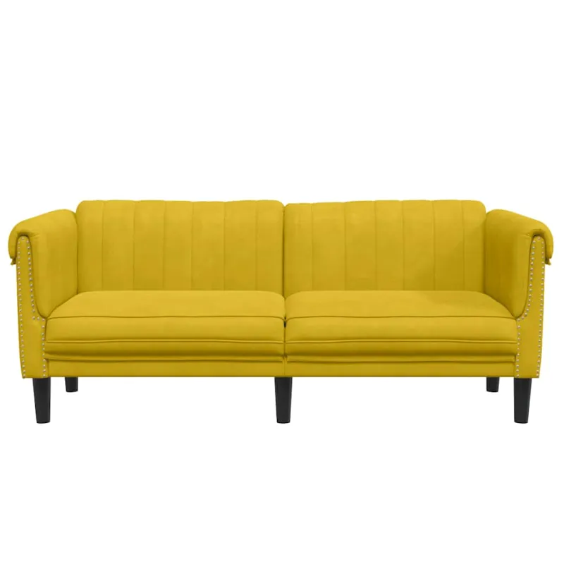 Dvivietė sofa, geltonos spalvos, aksomas