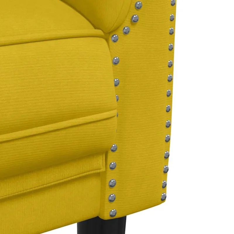 Dvivietė sofa, geltonos spalvos, aksomas