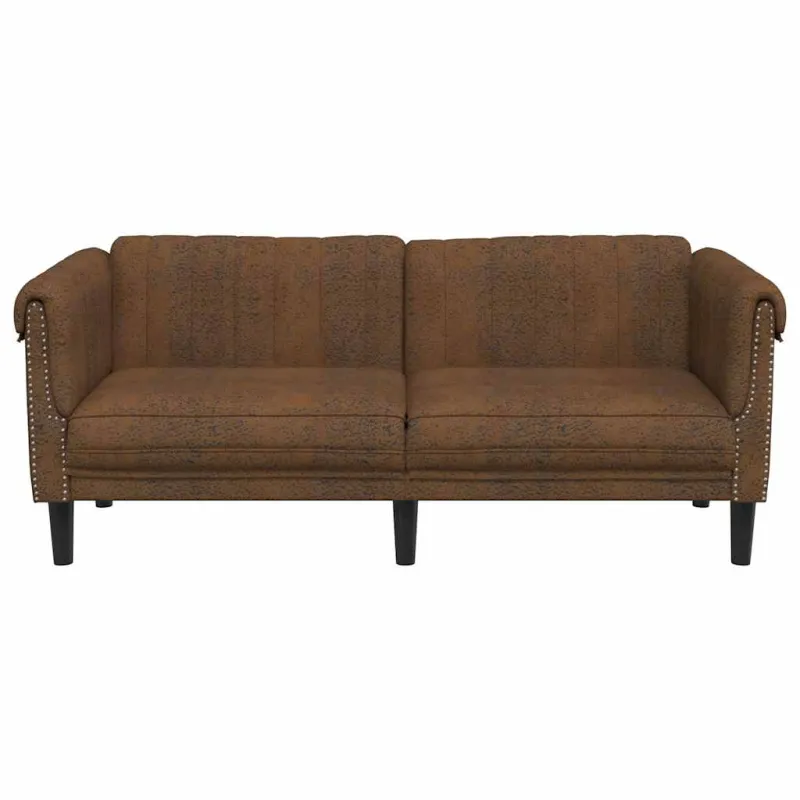 Dvivietė sofa, rudos spalvos, dirbtinė versta oda
