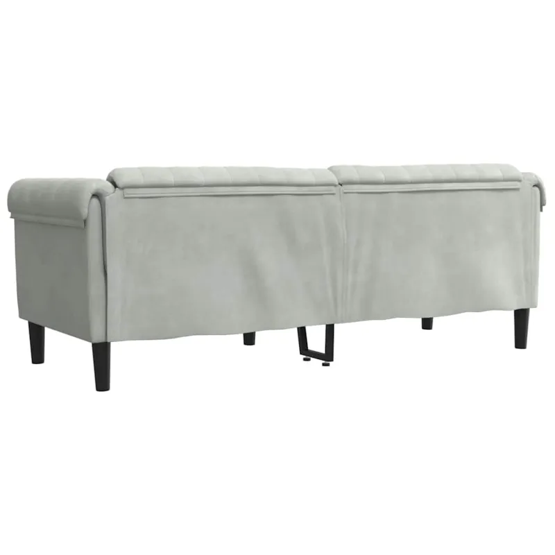 Trivietė sofa, šviesiai pilkos spalvos, aksomas