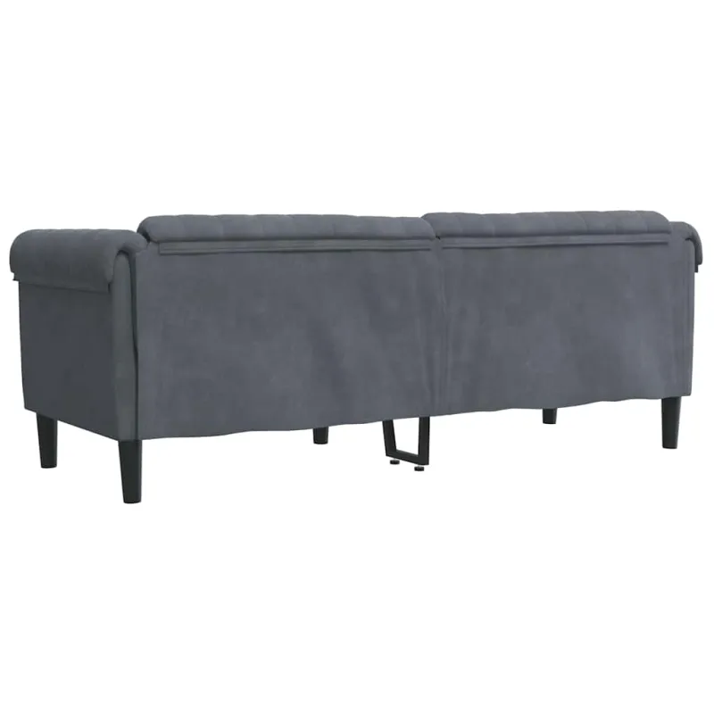 Trivietė sofa, tamsiai pilkos spalvos, aksomas