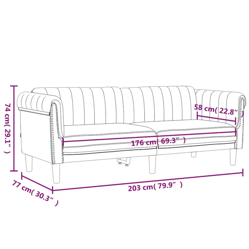 Trivietė sofa, tamsiai pilkos spalvos, aksomas