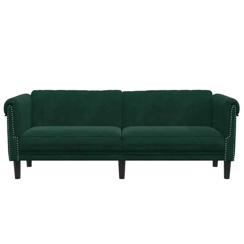 Trivietė sofa, tamsiai žalios spalvos, aksomas