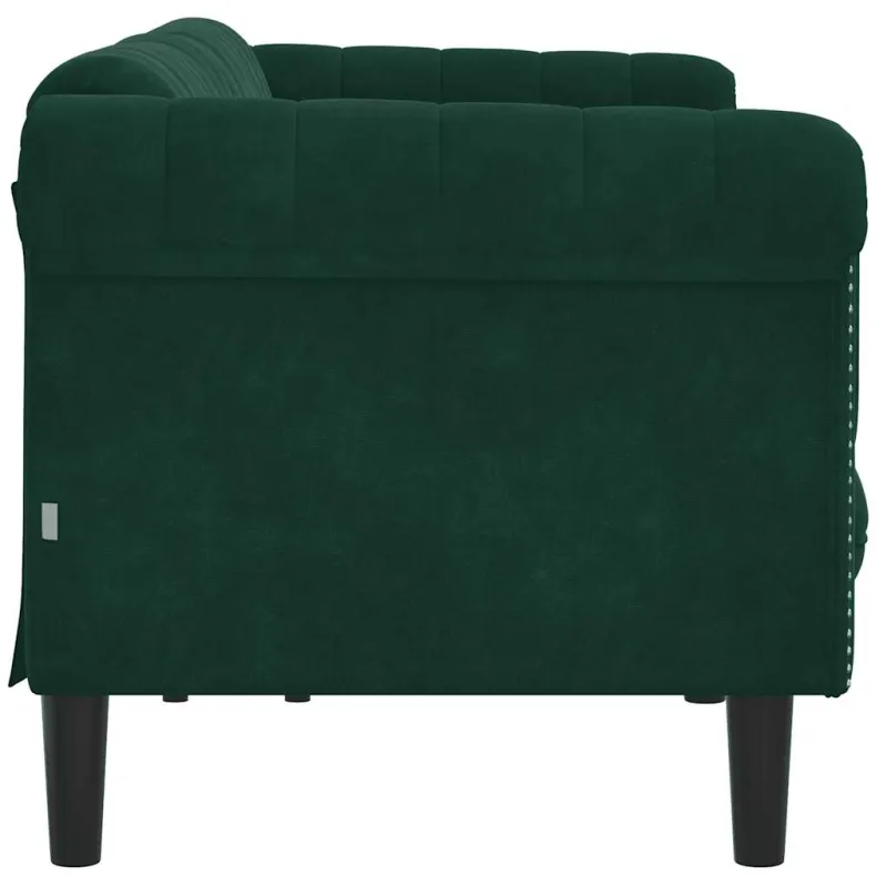 Trivietė sofa, tamsiai žalios spalvos, aksomas