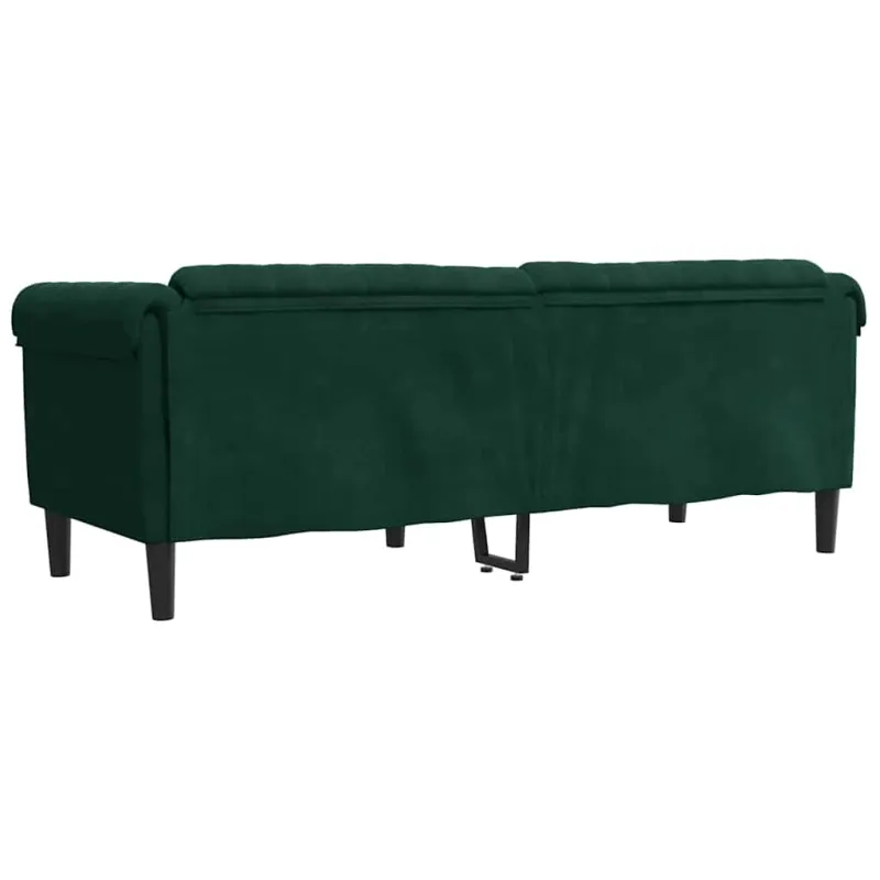 Trivietė sofa, tamsiai žalios spalvos, aksomas