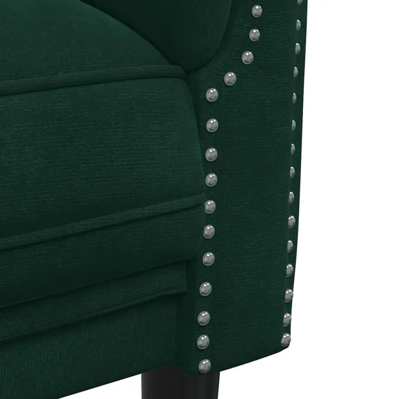 Trivietė sofa, tamsiai žalios spalvos, aksomas