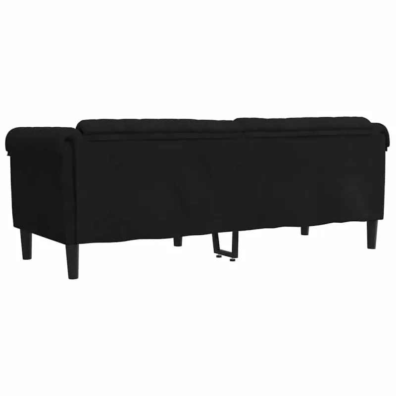 Trivietė sofa, juodos spalvos, aksomas