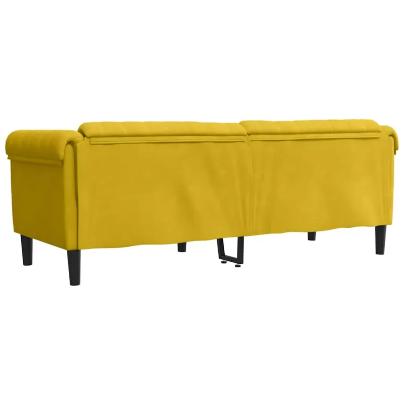 Trivietė sofa, geltonos spalvos, aksomas