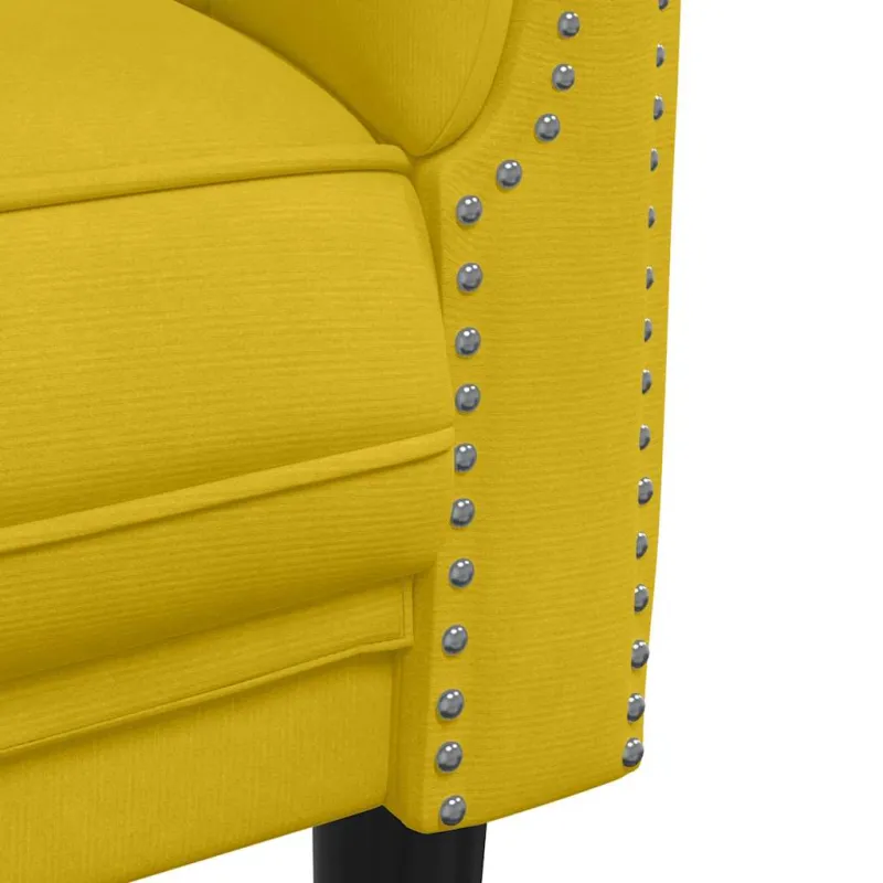 Trivietė sofa, geltonos spalvos, aksomas
