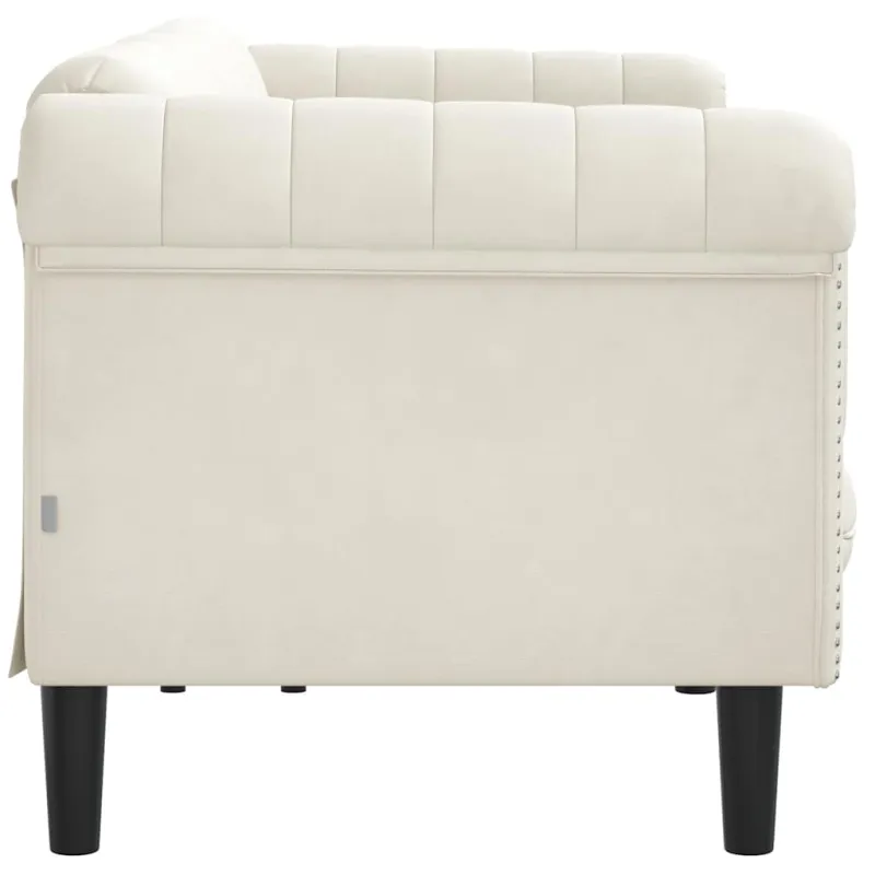 Trivietė sofa, kreminės spalvos, aksomas