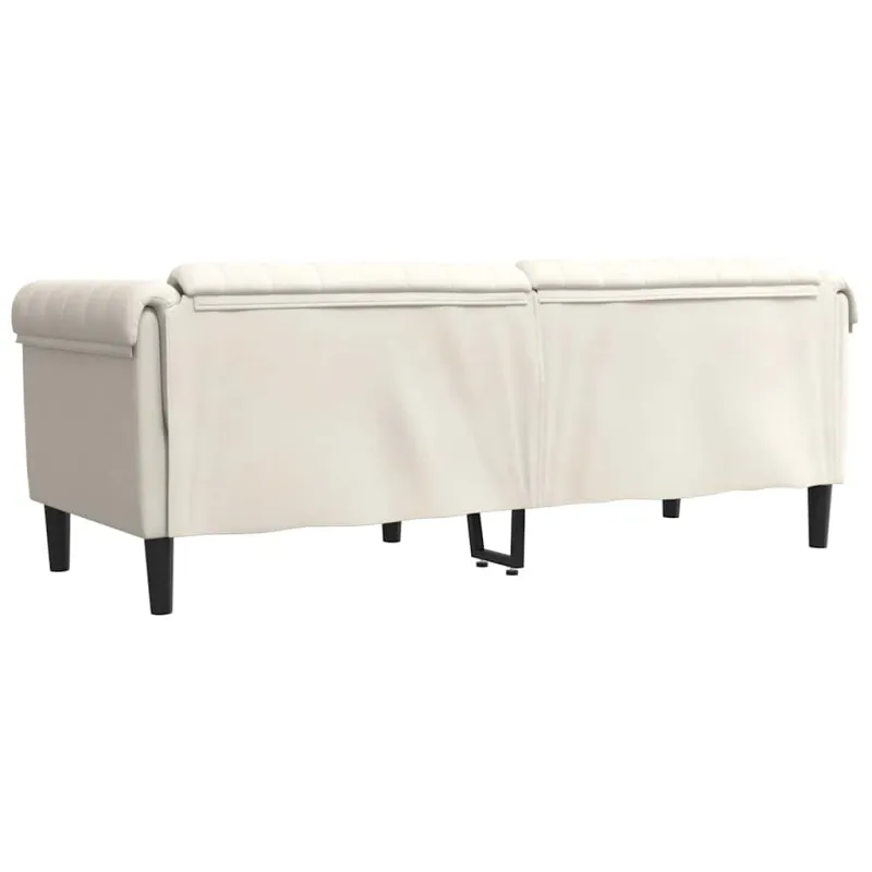 Trivietė sofa, kreminės spalvos, aksomas