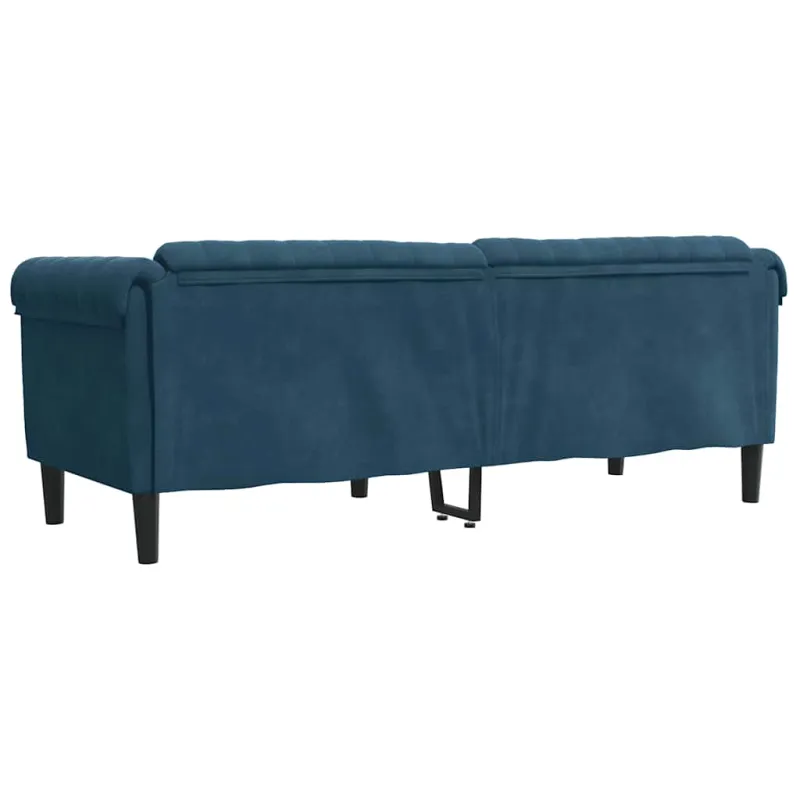 Trivietė sofa, mėlynos spalvos, aksomas