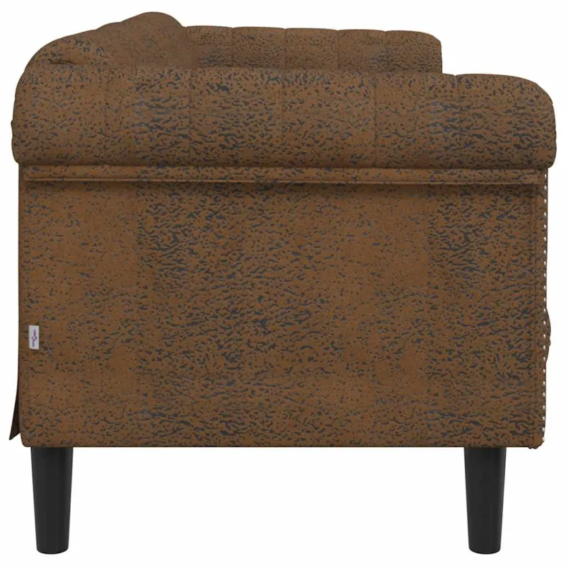 Trivietė sofa, rudos spalvos, dirbtinė versta oda