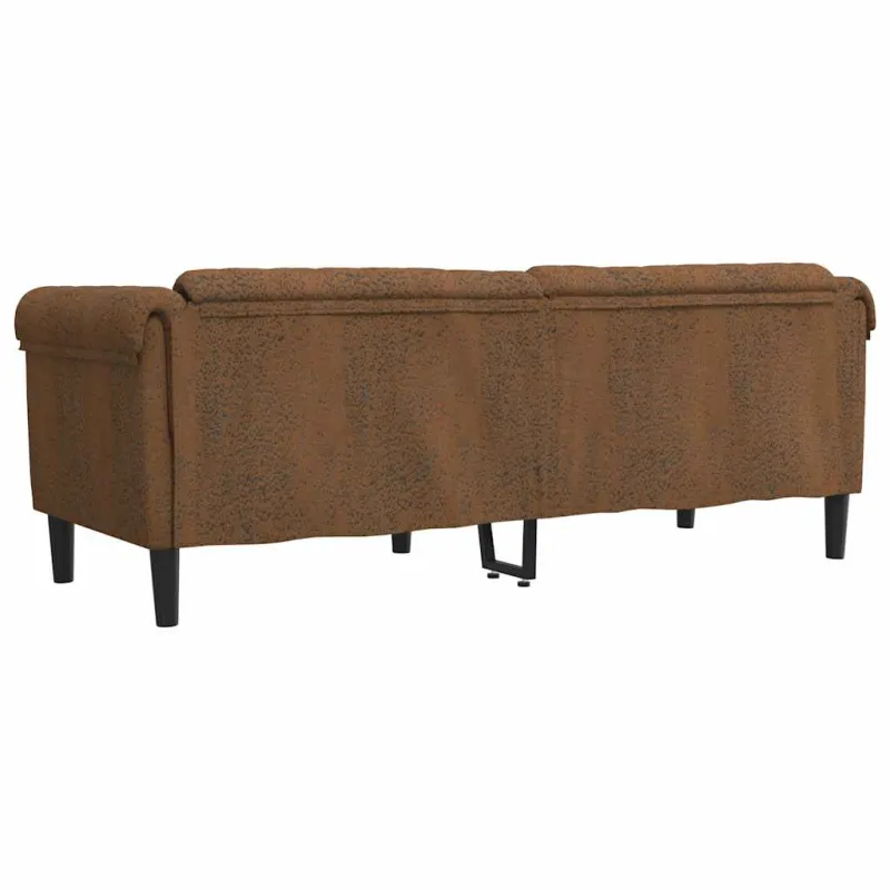 Trivietė sofa, rudos spalvos, dirbtinė versta oda
