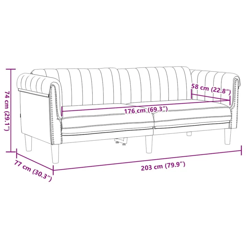 Trivietė sofa, rudos spalvos, dirbtinė versta oda