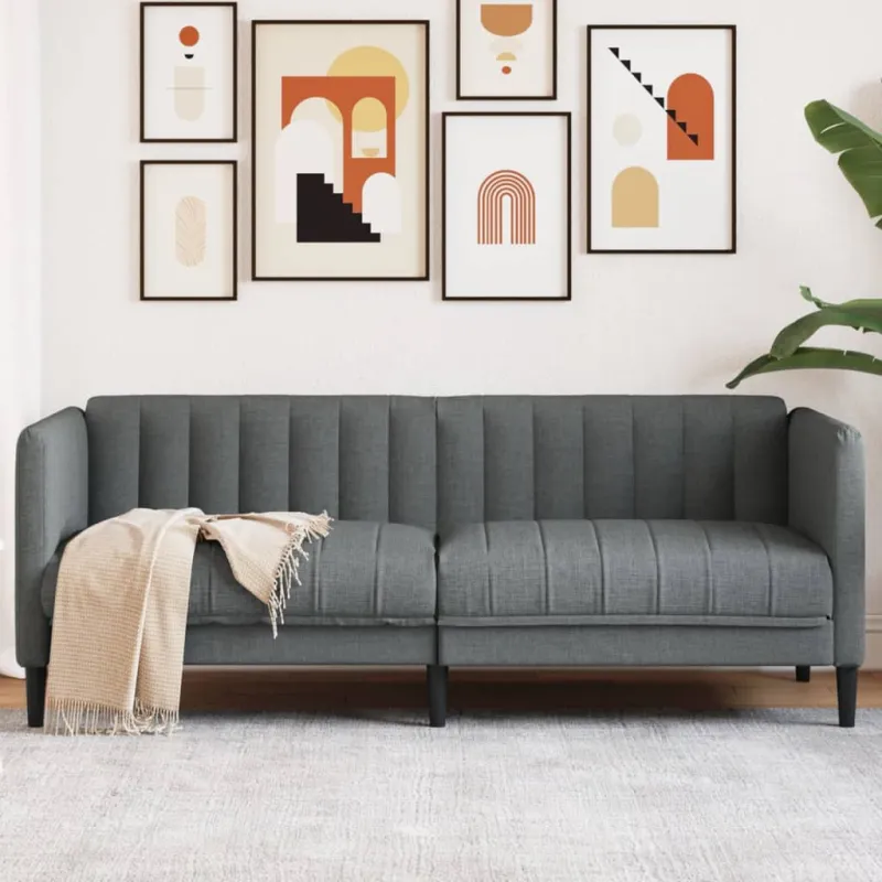 Dvivietė sofa, tamsiai pilkos spalvos, audinys