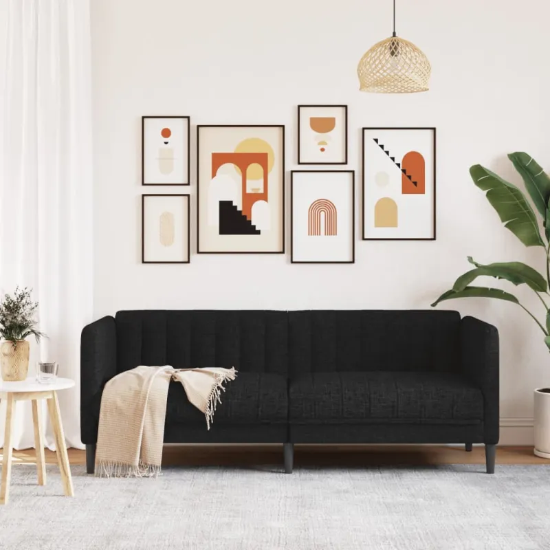 Dvivietė sofa, juodos spalvos, audinys