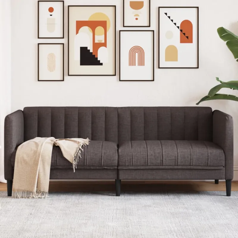 Dvivietė sofa, tamsiai rudos spalvos, audinys