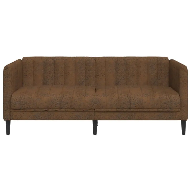 Dvivietė sofa, rudos spalvos, dirbtinė versta oda