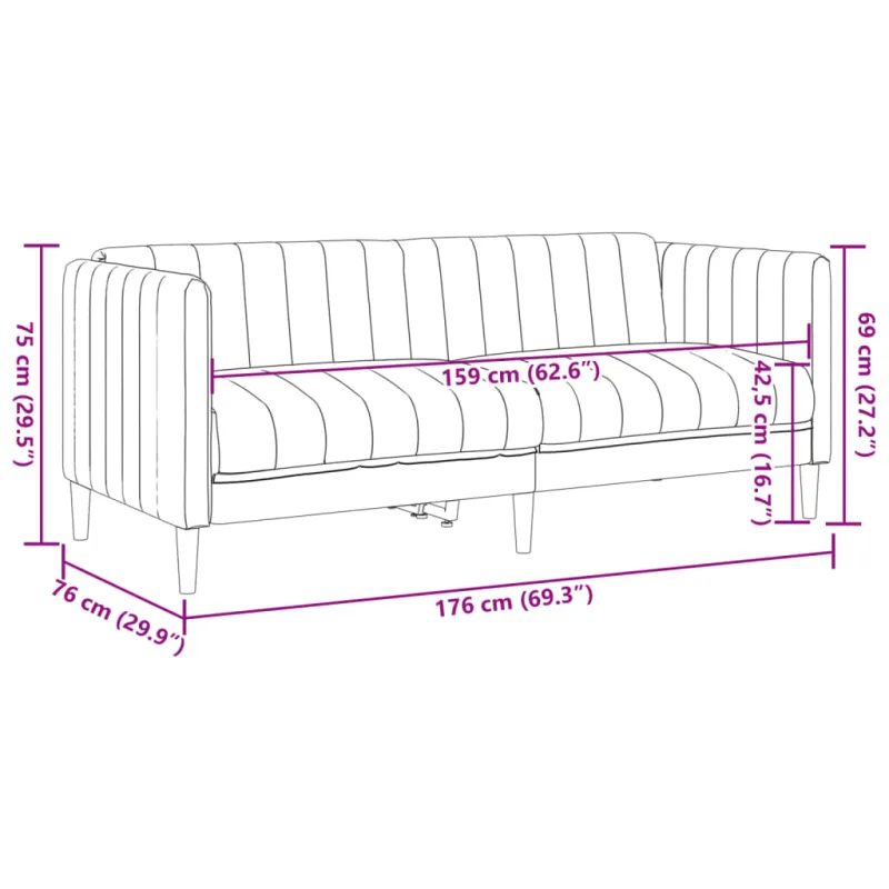 Dvivietė sofa, rudos spalvos, dirbtinė versta oda