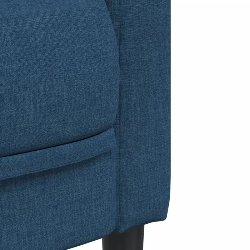 Trivietė sofa, mėlynos spalvos, audinys