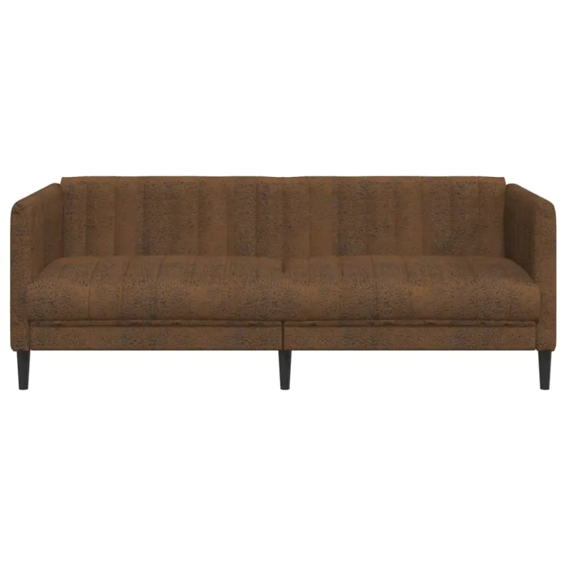 Trivietė sofa, rudos spalvos, dirbtinė versta oda
