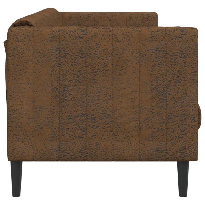 Trivietė sofa, rudos spalvos, dirbtinė versta oda