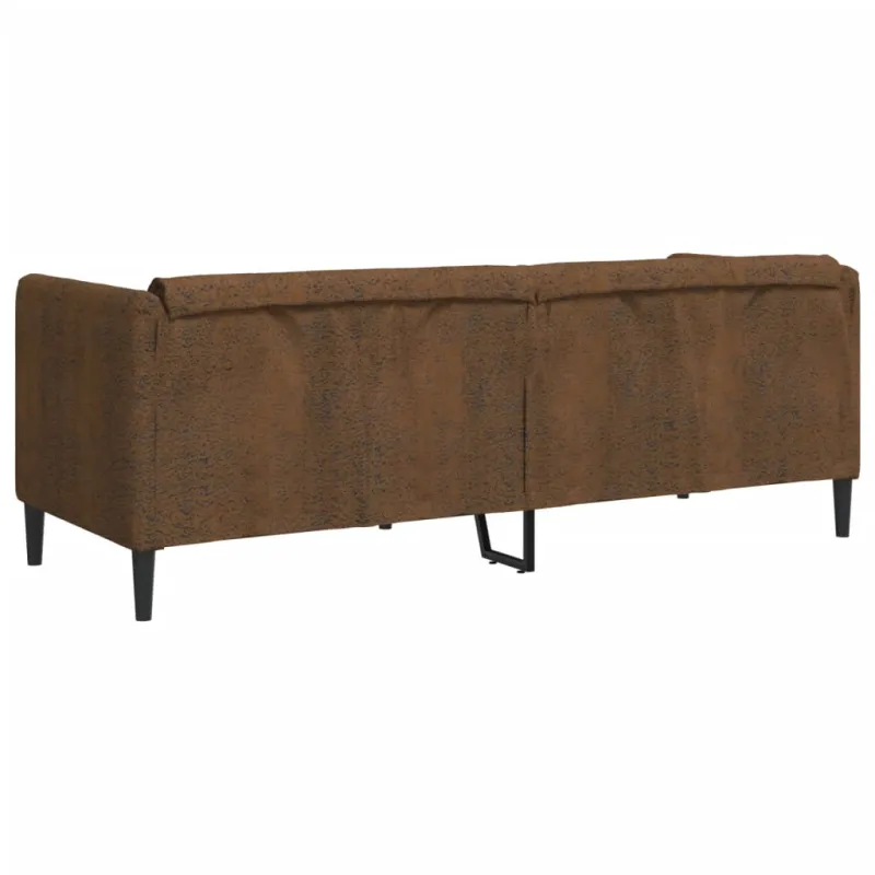 Trivietė sofa, rudos spalvos, dirbtinė versta oda