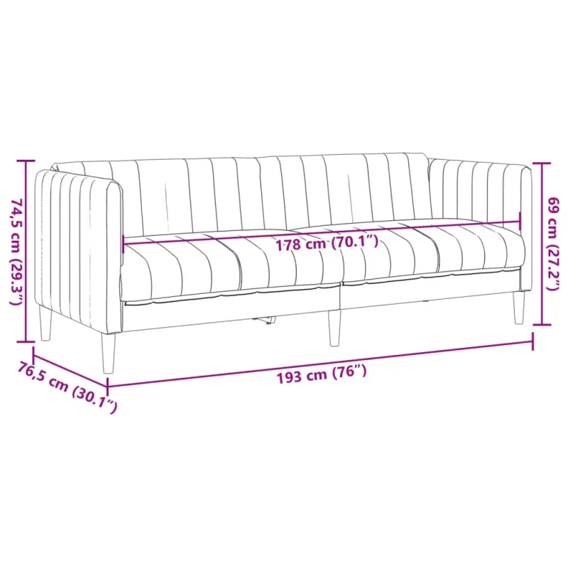 Trivietė sofa, rudos spalvos, dirbtinė versta oda