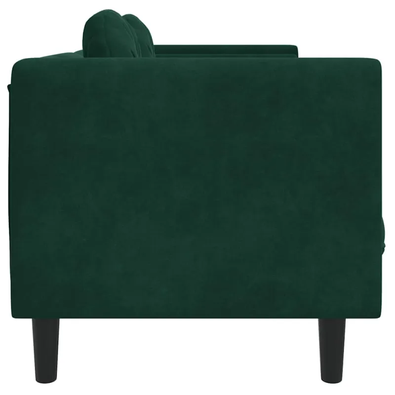 Dvivietė sofa su pagalvėlėmis, tamsiai žalios spalvos, aksomas