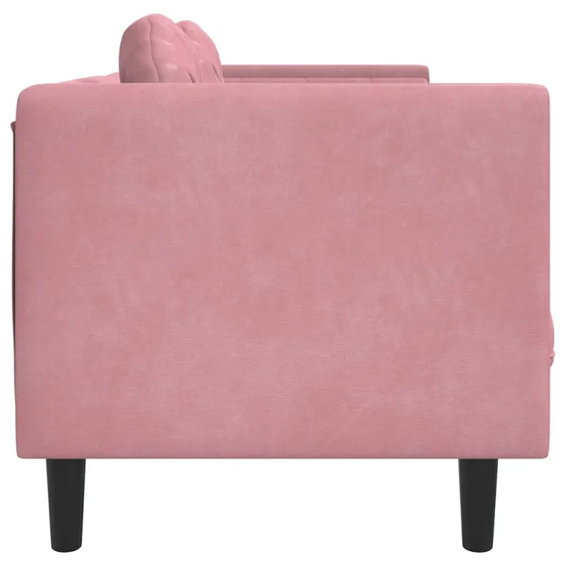 Dvivietė sofa su pagalvėlėmis, rožinės spalvos, aksomas