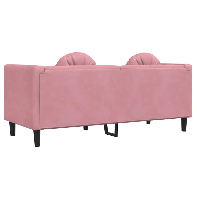 Dvivietė sofa su pagalvėlėmis, rožinės spalvos, aksomas