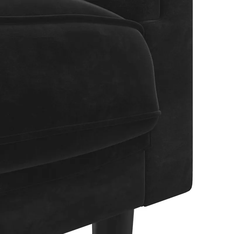 Dvivietė sofa su pagalvėlėmis, juodos spalvos, aksomas