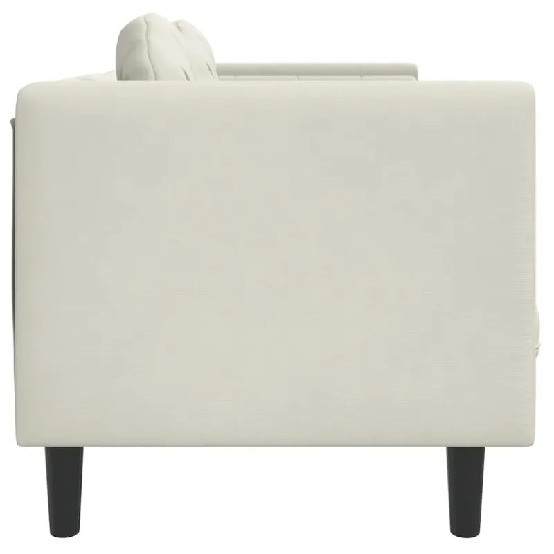 Dvivietė sofa su pagalvėlėmis, kreminės spalvos, aksomas