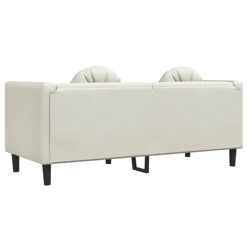 Dvivietė sofa su pagalvėlėmis, kreminės spalvos, aksomas