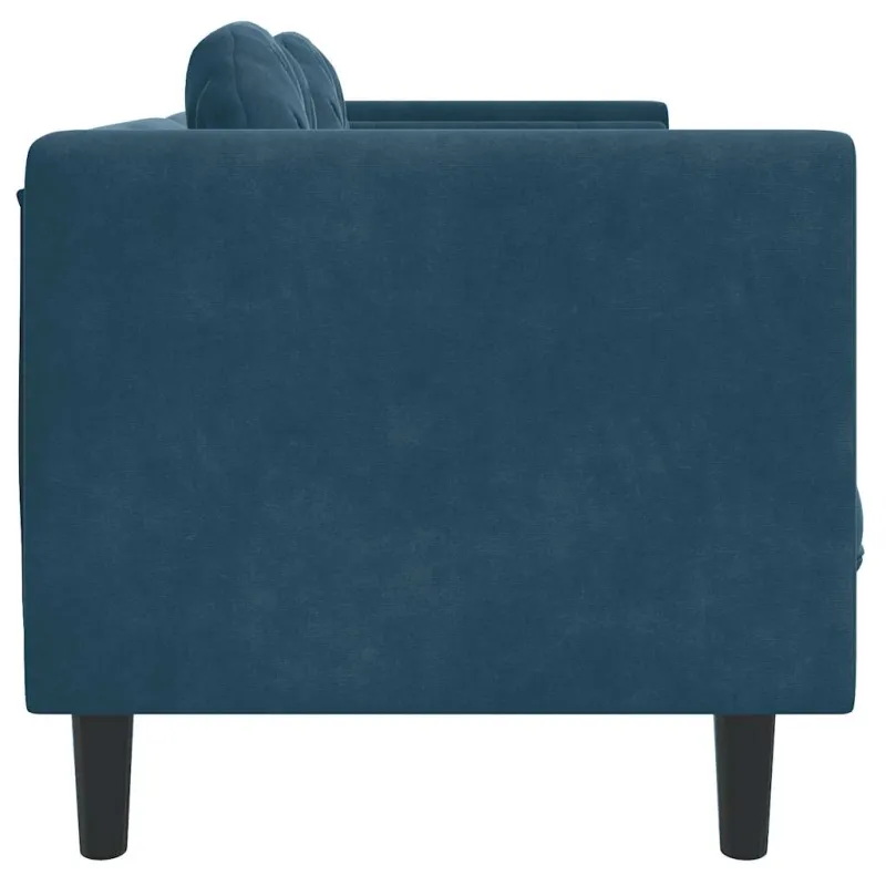 Dvivietė sofa su pagalvėlėmis, mėlynos spalvos, aksomas
