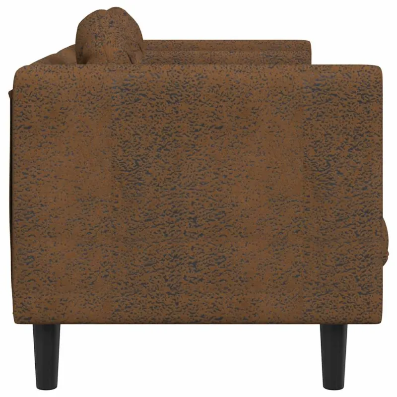 Dvivietė sofa su pagalvėlėmis, ruda, dirbtinė versta oda