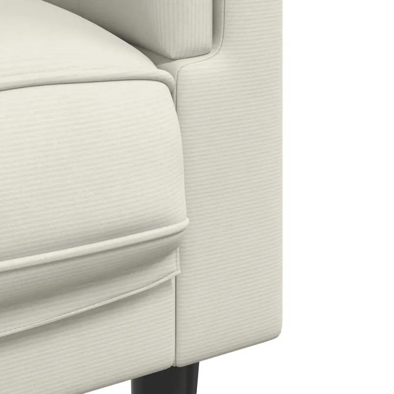 Trivietė sofa su pagalvėlėmis, kreminės spalvos, aksomas