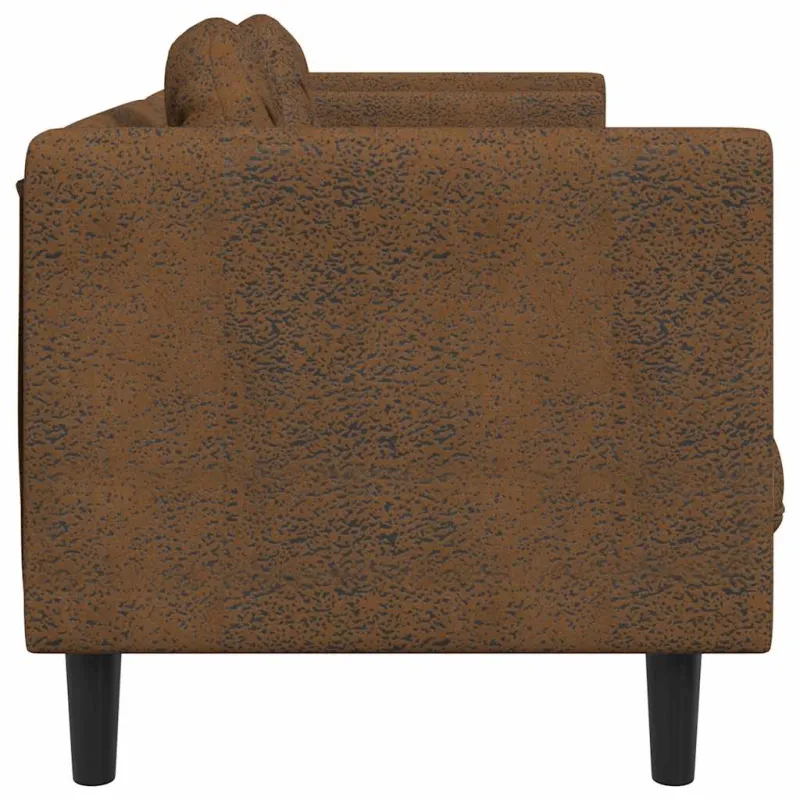 Trivietė sofa su pagalvėlėmis, ruda, dirbtinė versta oda