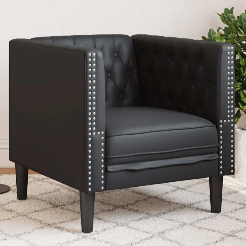 Chesterfield sofos kėdė juoda dirbtinė oda