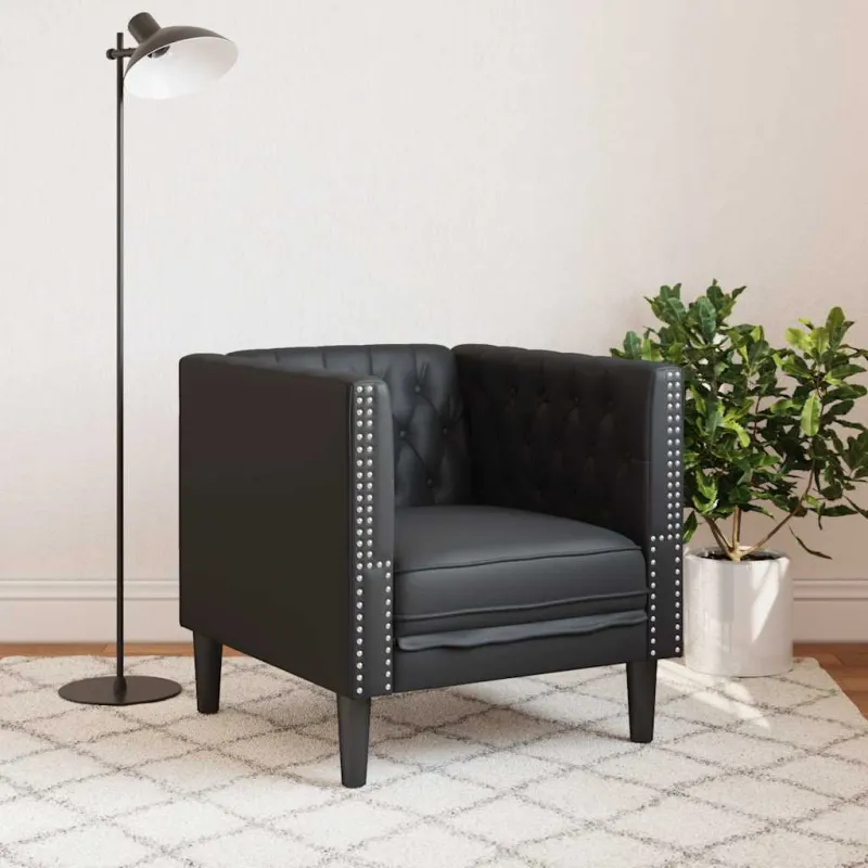 Chesterfield sofos kėdė juoda dirbtinė oda