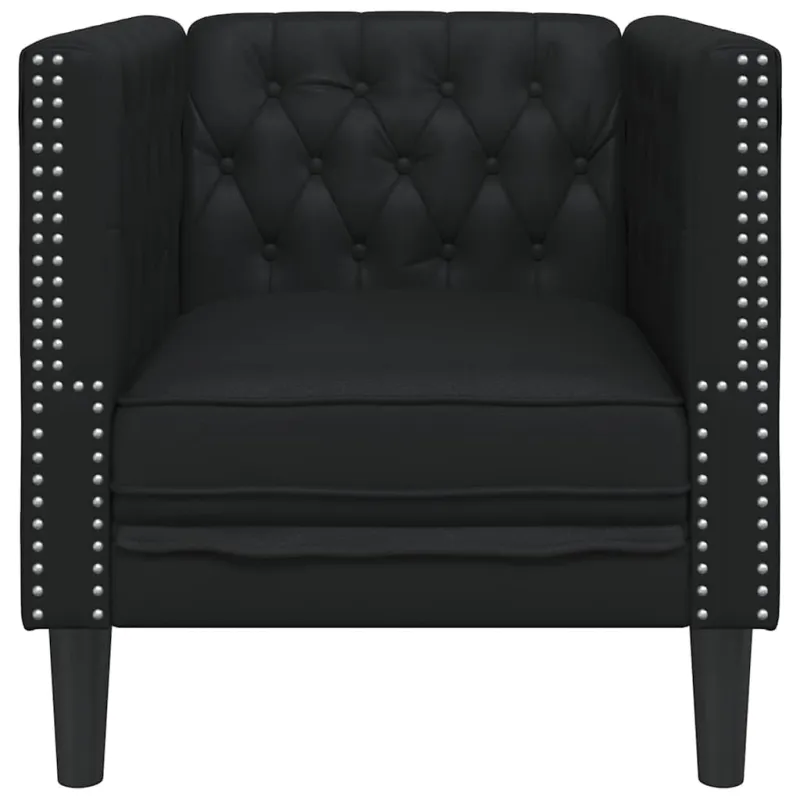 Chesterfield sofos kėdė juoda dirbtinė oda