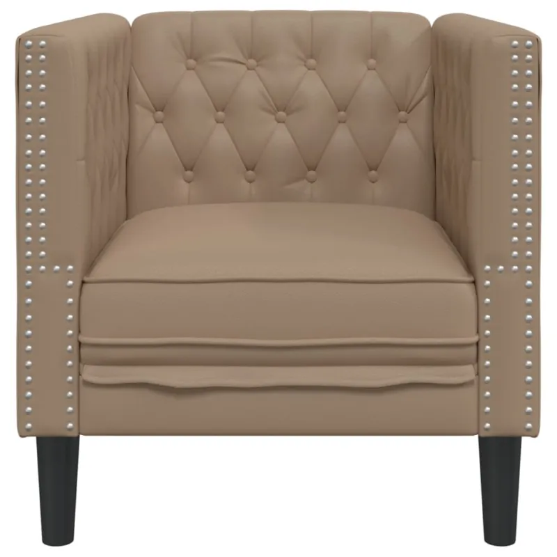 Chesterfield krėslas, kapučino spalvos, dirbtinė oda