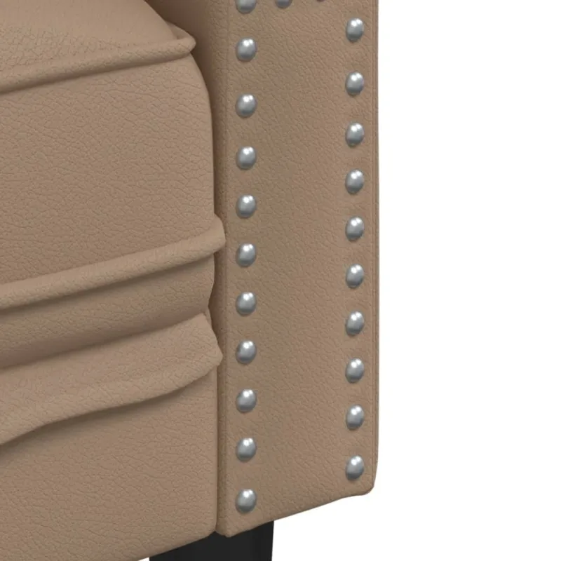 Chesterfield krėslas, kapučino spalvos, dirbtinė oda