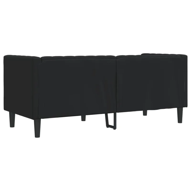 Dvivietė chesterfield sofa, juodos spalvos, dirbtinė oda