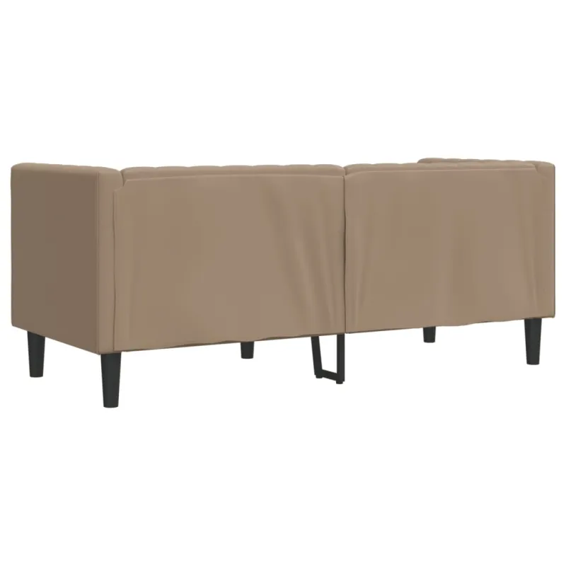Dvivietė chesterfield sofa, kapučino spalvos, dirbtinė oda