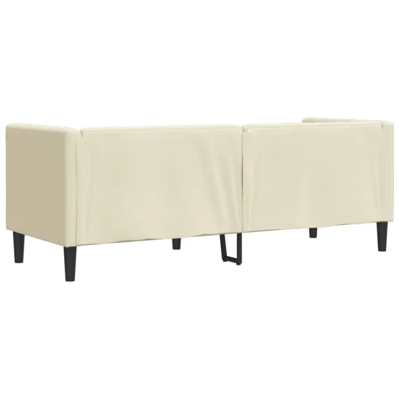 Trivietė chesterfield sofa, kreminės spalvos, dirbtinė oda